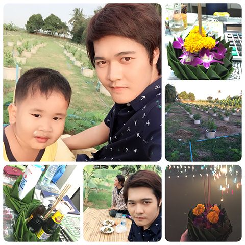 นี่ถ่ายกับหลานครับ ผมมีศักดิ์เป็นตาครับ ฮ่าๆๆ เด็กน้อยน่ารัก เทศกาลลอยกระทงก็หาวัสดุจากสวนนี่แหละครับมาทำกระทงกัน ง่ายๆ