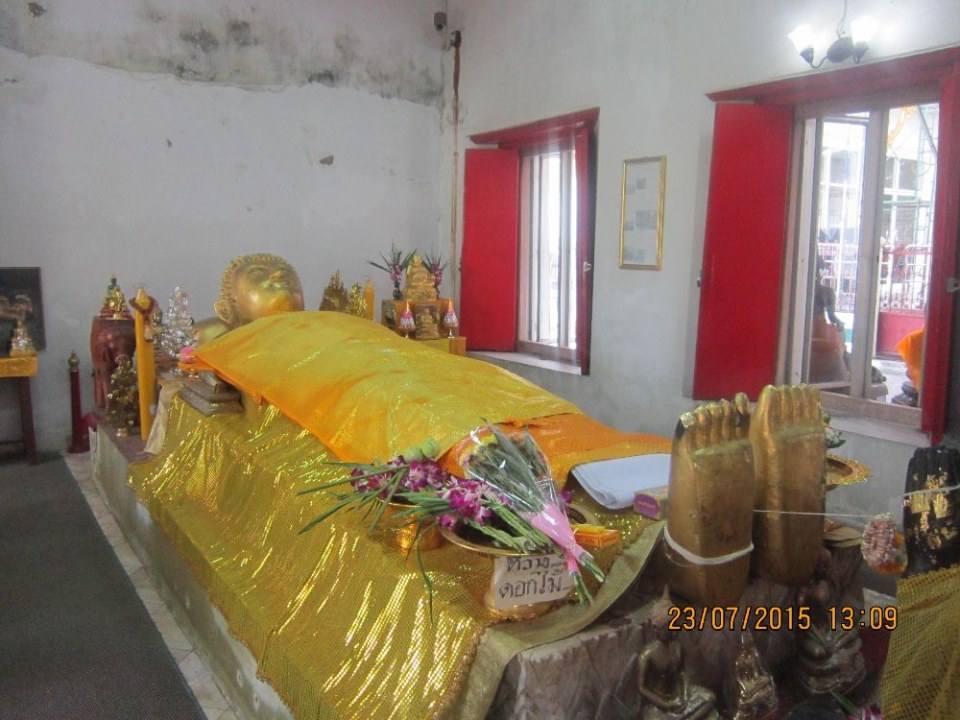 พระนอนหงาย วัดราชคฤห์ ตลาดพลู ธนบุรี บางกอก