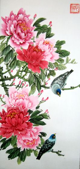 ความยิ่งใหญ่ ของศิลปะจีน การเขียนภาพ ดอกโบตั๋น (Peony) ในภาษาไทยว่า "นางพญานิรมล"