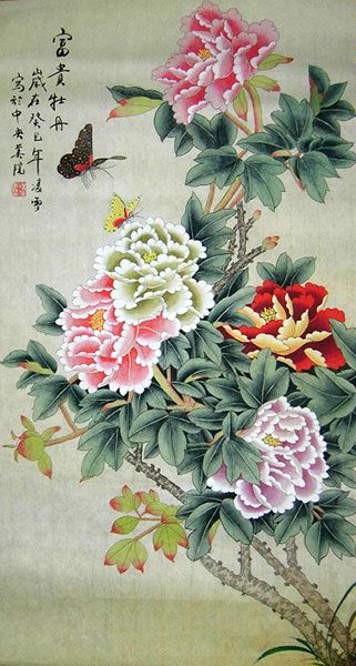 ความยิ่งใหญ่ ของศิลปะจีน การเขียนภาพ ดอกโบตั๋น (Peony) ในภาษาไทยว่า "นางพญานิรมล"