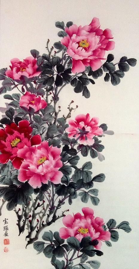 ความยิ่งใหญ่ ของศิลปะจีน การเขียนภาพ ดอกโบตั๋น (Peony) ในภาษาไทยว่า "นางพญานิรมล"
