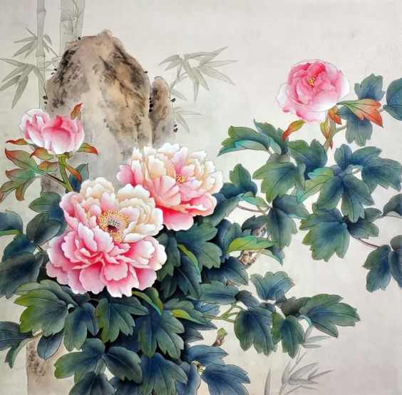 ความยิ่งใหญ่ ของศิลปะจีน การเขียนภาพ ดอกโบตั๋น (Peony) ในภาษาไทยว่า "นางพญานิรมล"