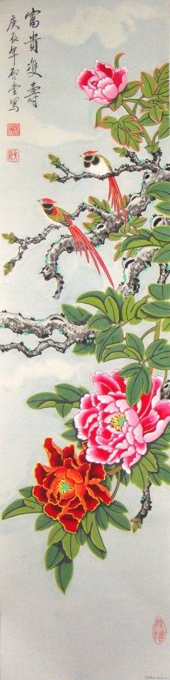 ความยิ่งใหญ่ ของศิลปะจีน การเขียนภาพ ดอกโบตั๋น (Peony) ในภาษาไทยว่า "นางพญานิรมล"