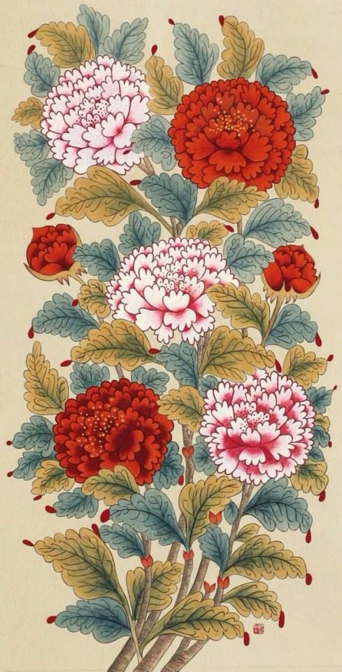 ความยิ่งใหญ่ ของศิลปะจีน การเขียนภาพ ดอกโบตั๋น (Peony) ในภาษาไทยว่า "นางพญานิรมล"