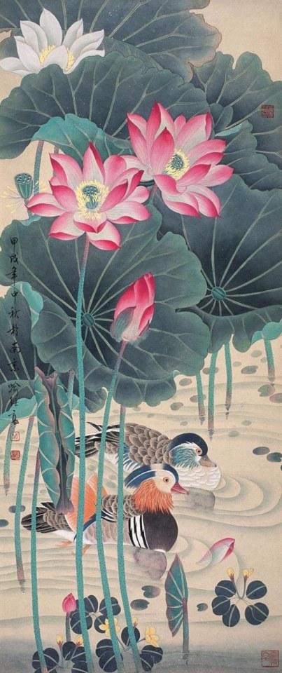 ความยิ่งใหญ่ ของศิลปะจีน การเขียนภาพ ดอกโบตั๋น (Peony) ในภาษาไทยว่า "นางพญานิรมล"