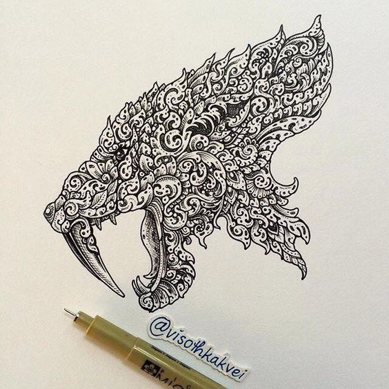 ความยิ่งใหญ่ ของศิลปะ ไทย การเขียนภาพสัตว์ในวรรณคดีด้วย ดินสอ โดยNeo-thai tattoo & idea