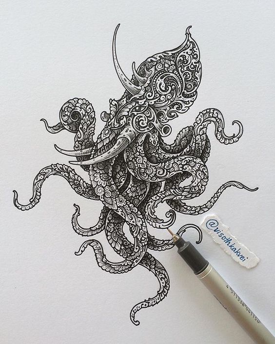 ความยิ่งใหญ่ ของศิลปะ ไทย การเขียนภาพสัตว์ในวรรณคดีด้วย ดินสอ โดยNeo-thai tattoo & idea