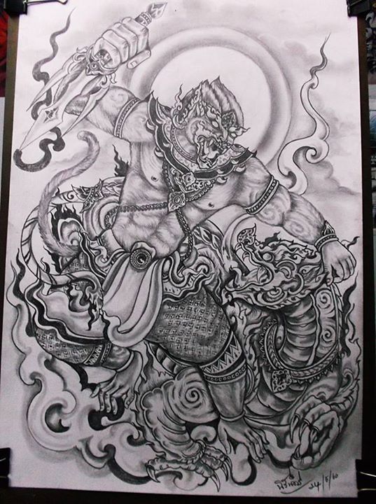ความยิ่งใหญ่ ของศิลปะ ไทย การเขียนภาพสัตว์ในวรรณคดีด้วย ดินสอ โดยNeo-thai tattoo & idea