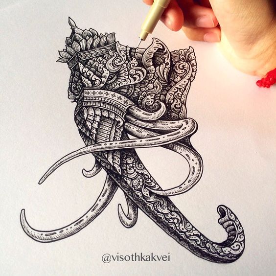 ความยิ่งใหญ่ ของศิลปะ ไทย การเขียนภาพสัตว์ในวรรณคดีด้วย ดินสอ โดยNeo-thai tattoo & idea