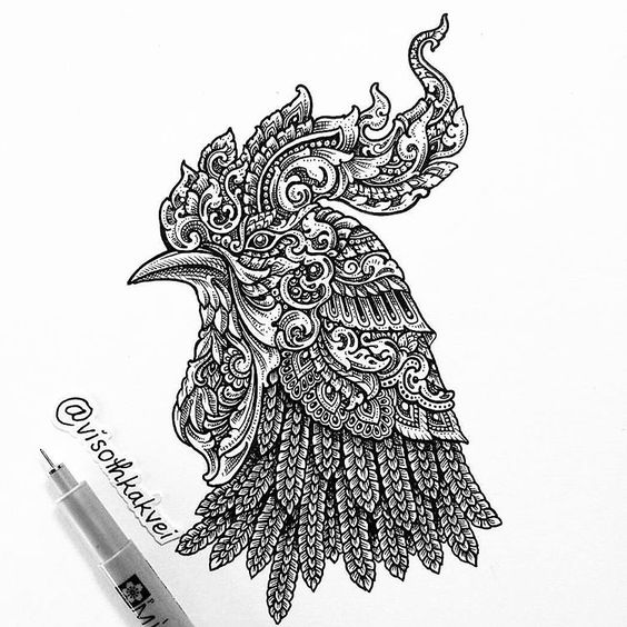 ความยิ่งใหญ่ ของศิลปะ ไทย การเขียนภาพสัตว์ในวรรณคดีด้วย ดินสอ โดยNeo-thai tattoo & idea