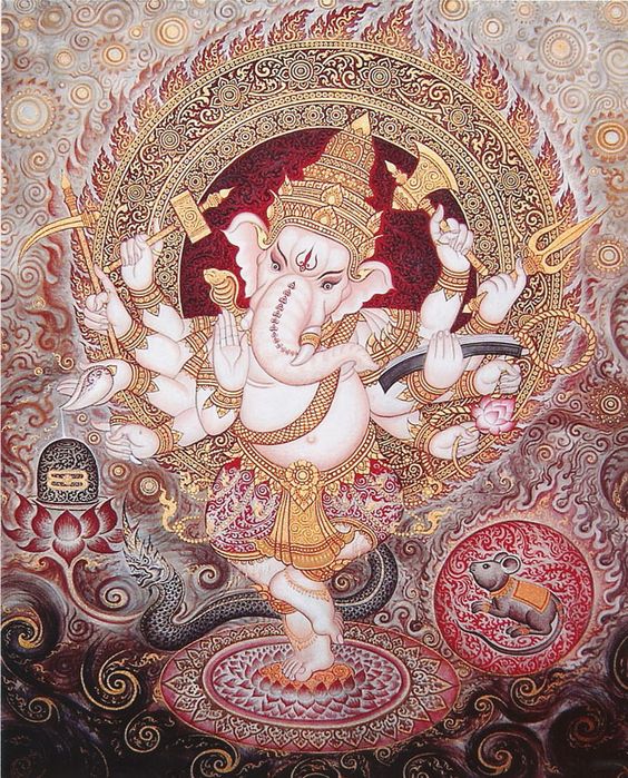วิฆนราช ("ราชาแห่งอุปสรรค") - มีพญาเศษะนาคราชเป็นพาหนะ