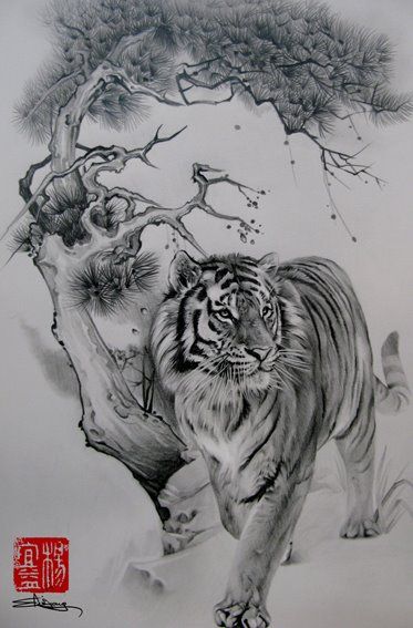 ความยิ่งใหญ่ ของ การเขียน ภาพวาดเสือโคร่ง เกาหลีและจีน