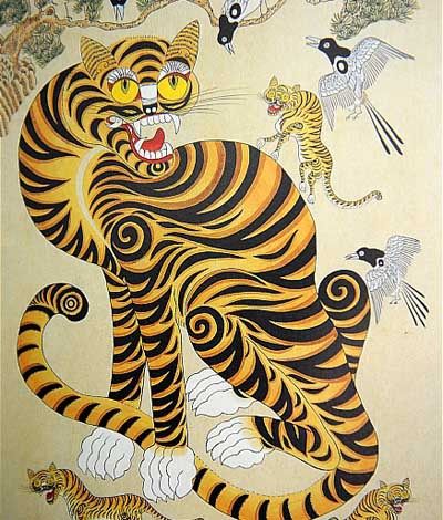 ความยิ่งใหญ่ ของ การเขียน ภาพวาดเสือโคร่ง เกาหลีและจีน