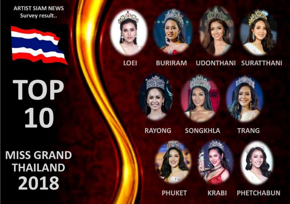 โพล ท๊อป 10 มิสแกรนด์ไทยแลนด์ 2018