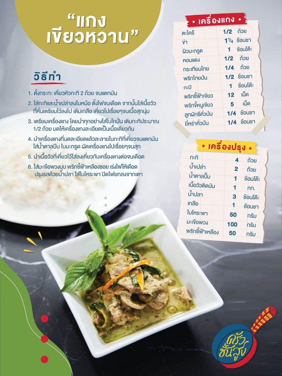 เมนูอร่อย " ครัวชั้นสูง "
