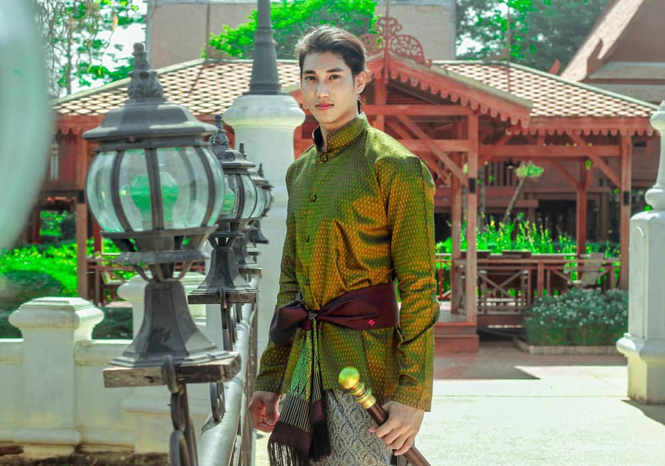 "Paing Takhon" Myanmar model in Thai traditional costume at Muang Mallika, Kanchanaburi, Thailand