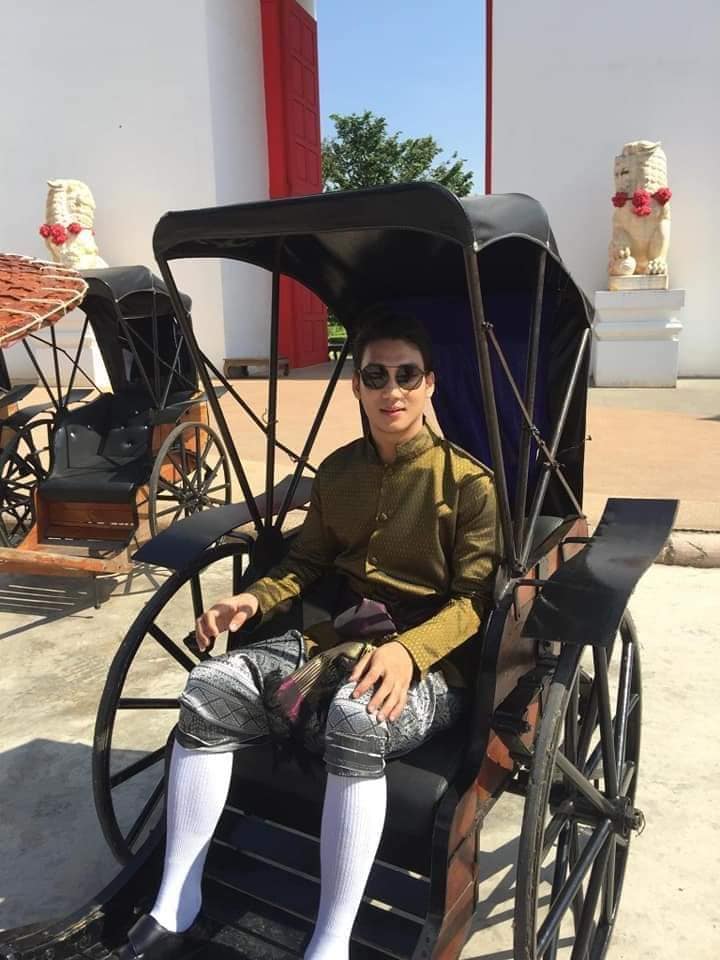 "Paing Takhon" Myanmar model in Thai traditional costume at Muang Mallika, Kanchanaburi, Thailand