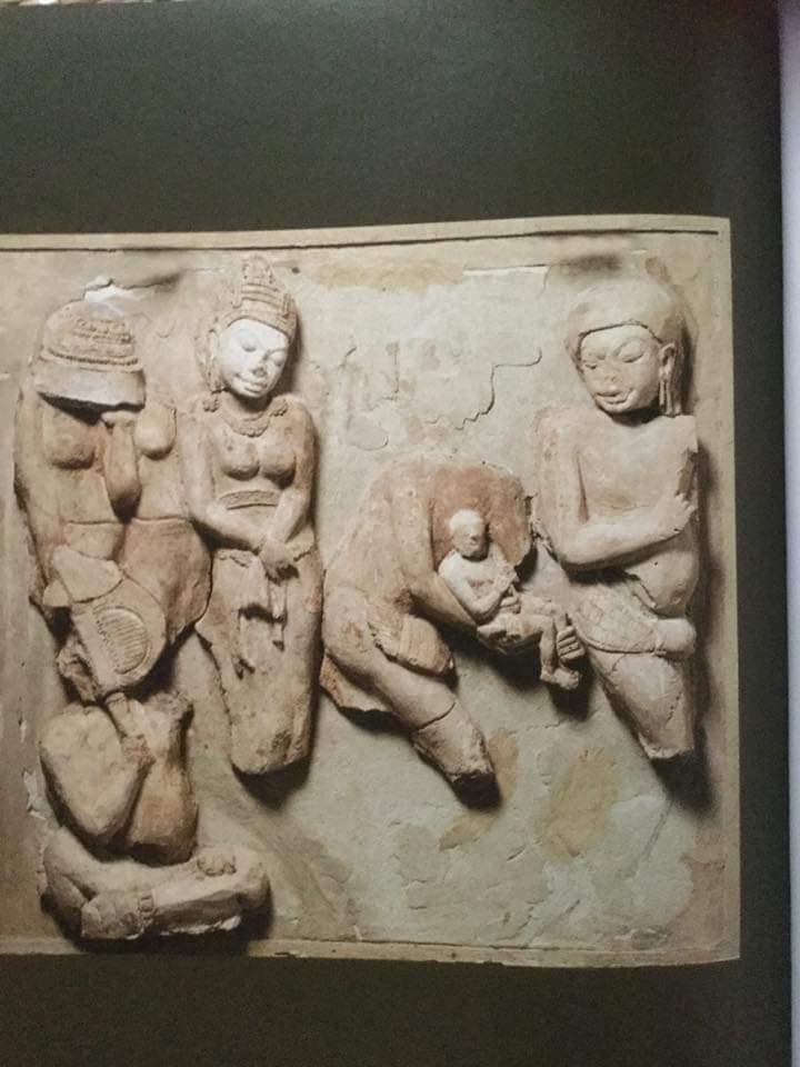 Stucco decorated stupa Dvaravati art 7th-8th centuries .Found form Nakhon Prathom province,Centeal Thailand. © Voranai Pongsachalakorn