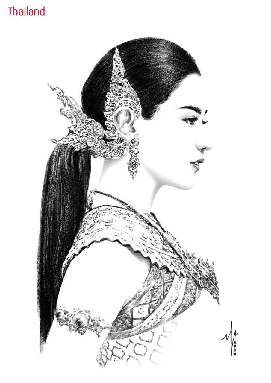 Thai Lady สาวงามในชุดไทย - digital paint | THAILAND 🇹🇭