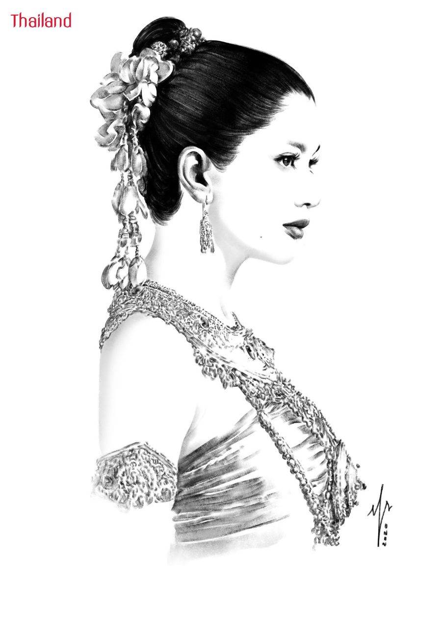 Thai Lady สาวงามในชุดไทย - digital paint | THAILAND 🇹🇭