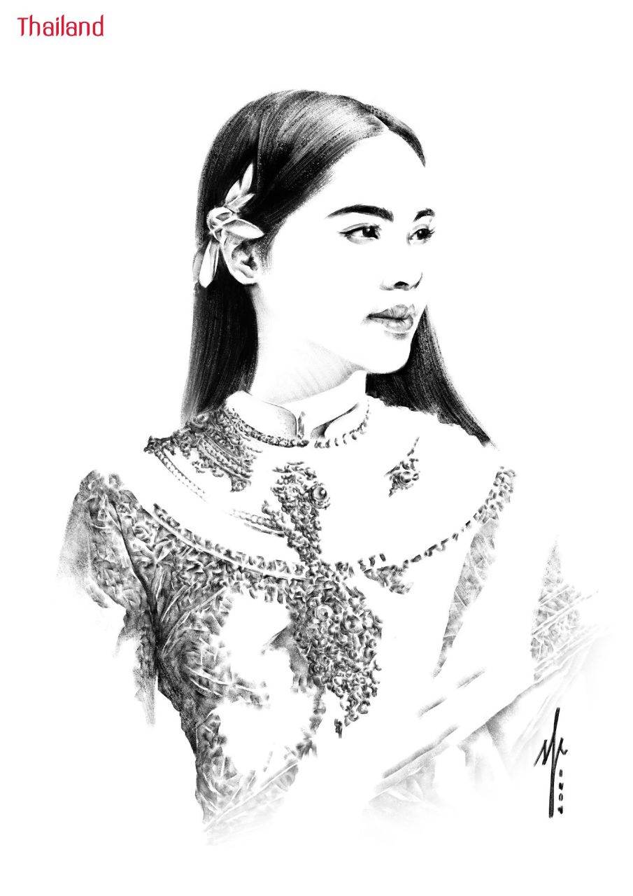 Thai Lady สาวงามในชุดไทย - digital paint | THAILAND 🇹🇭