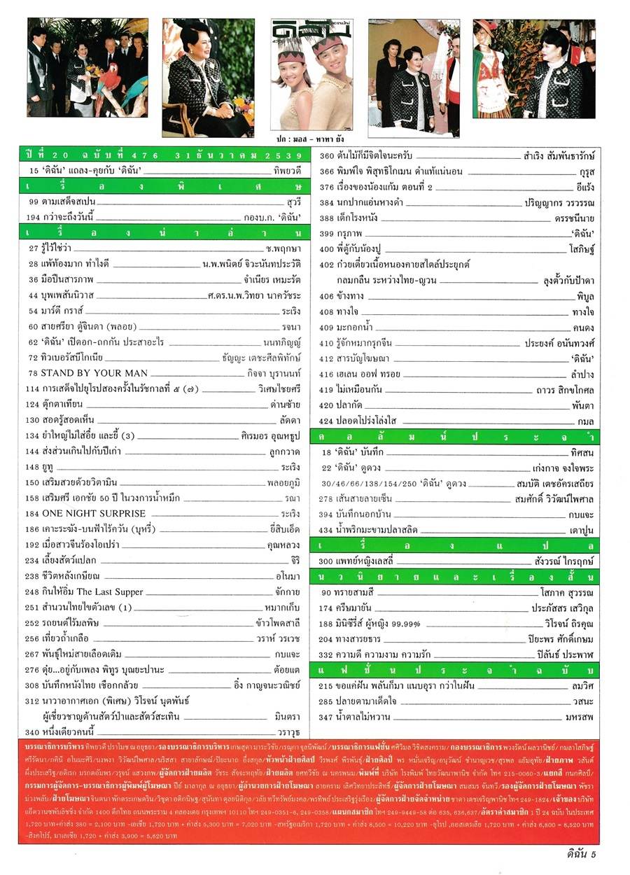 (วันวาน) มอส ปฏิภาณ & ทาทา ยัง @ ดิฉัน ปีที่ 20 ฉบับที่ 476 ธันวาคม 2539
