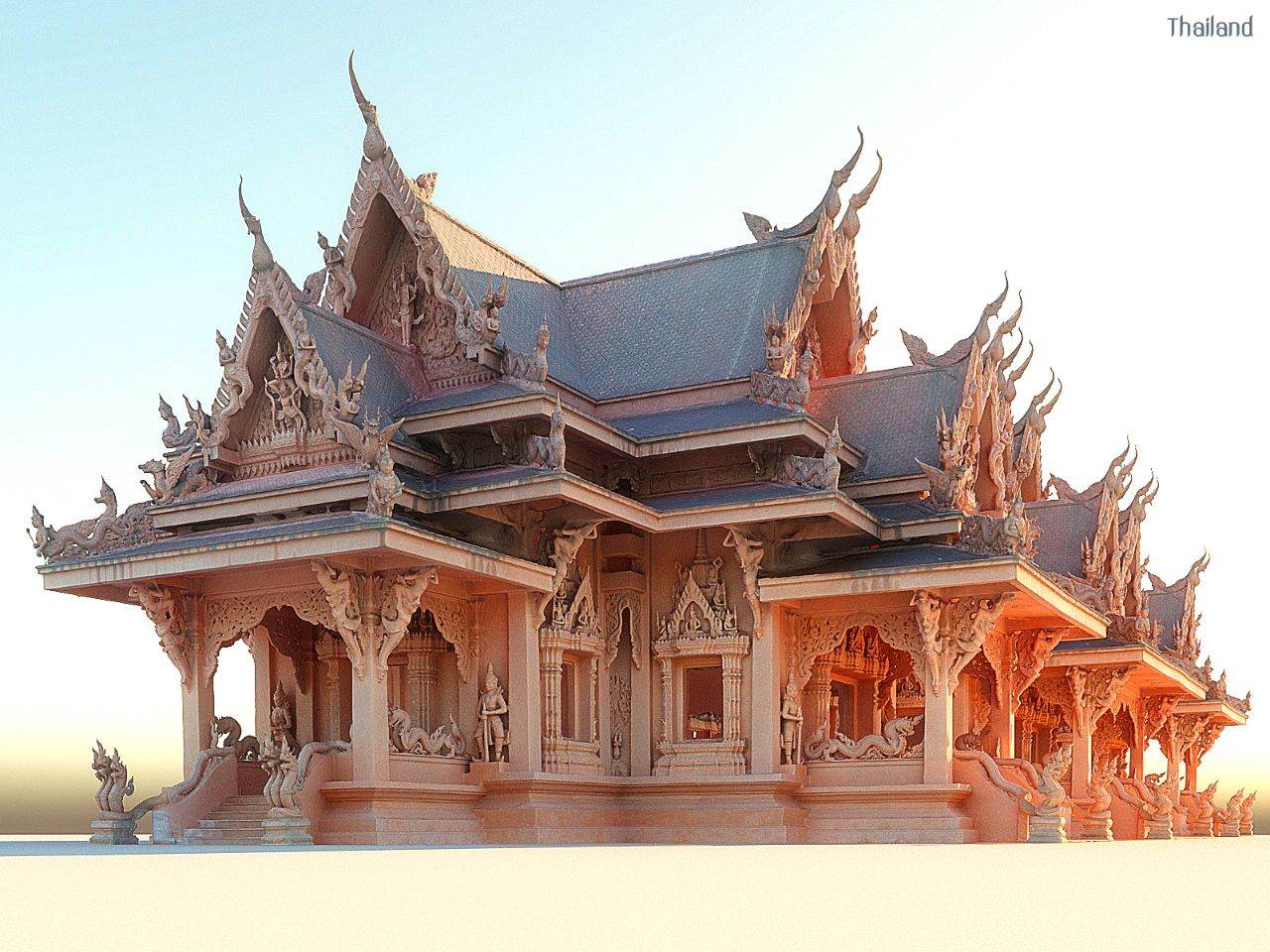 "Red Temple Pagoda Scan Ultra HD" by Kris 3d: Asset Scan 3d, inspiration by Wat Sila Ngu temple | THAILAND 🇹🇭