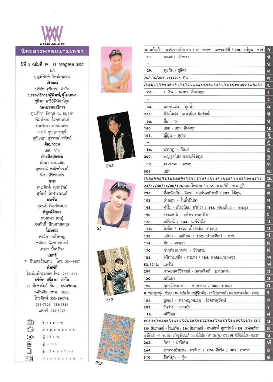 (วันวาน) เก๋ บุญพิทักษ์ & อุ้ย สุธิตา @ พลอยแกมเพชร ปีที่ 3 ฉบับที่ 59 กรกฎาคม 2537