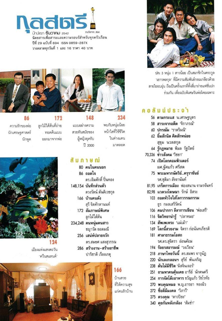 (วันวาน) ครอบครัว เยาวพลกุล @ กุลสตรี ปีที่ 29 ฉบับที่ 694 ธันวาคม 2542