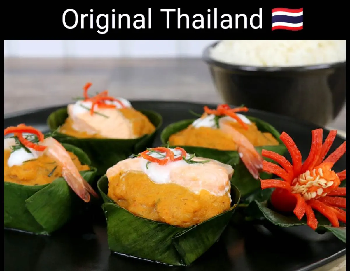 🇹🇭Amok:Thai food:ห่อหมกอาหารไทยโบราณ:Steamed Red Curry Fish (Hor Mok Plaa)