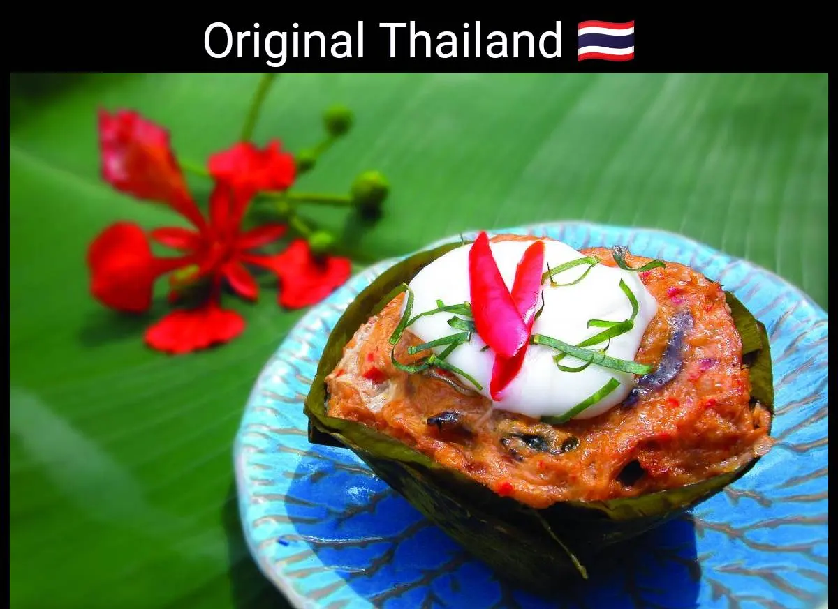 🇹🇭Amok:Thai food:ห่อหมกอาหารไทยโบราณ:Steamed Red Curry Fish (Hor Mok Plaa)