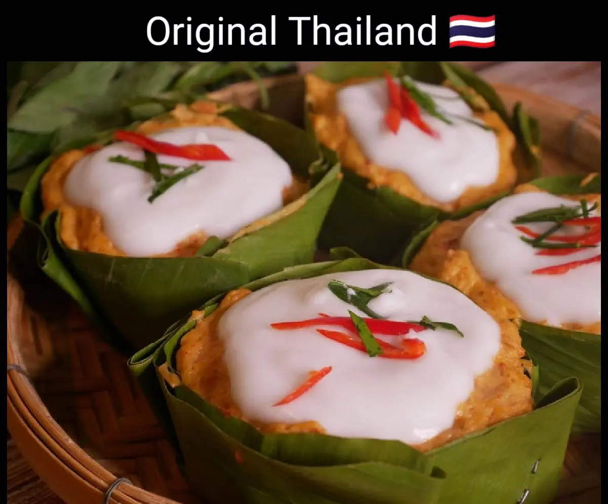 🇹🇭Amok:Thai food:ห่อหมกอาหารไทยโบราณ:Steamed Red Curry Fish (Hor Mok Plaa)