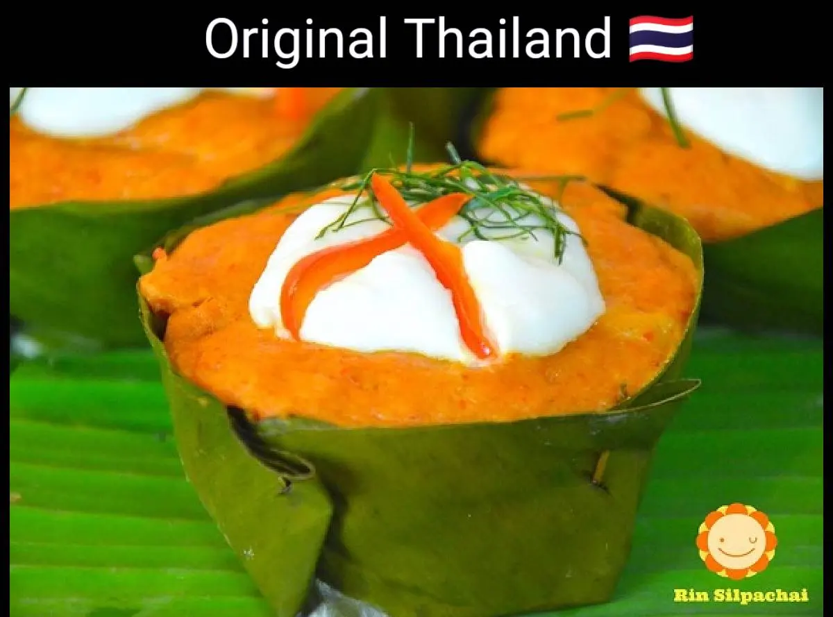 🇹🇭Amok:Thai food:ห่อหมกอาหารไทยโบราณ:Steamed Red Curry Fish (Hor Mok Plaa)