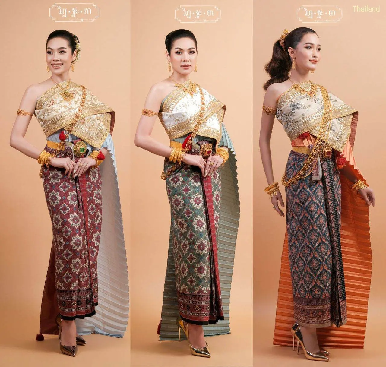 THAI TRADITIONAL DRESS: ชุดไทยโบราณผ้าลายอย่าง | THAILAND 🇹🇭
