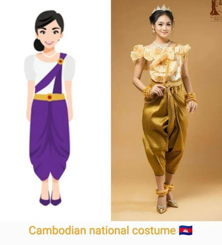 ASEAN national costume.ชุดประจำชาติกัมพูชา ASEAN wedding dress. Asian traditional clothing