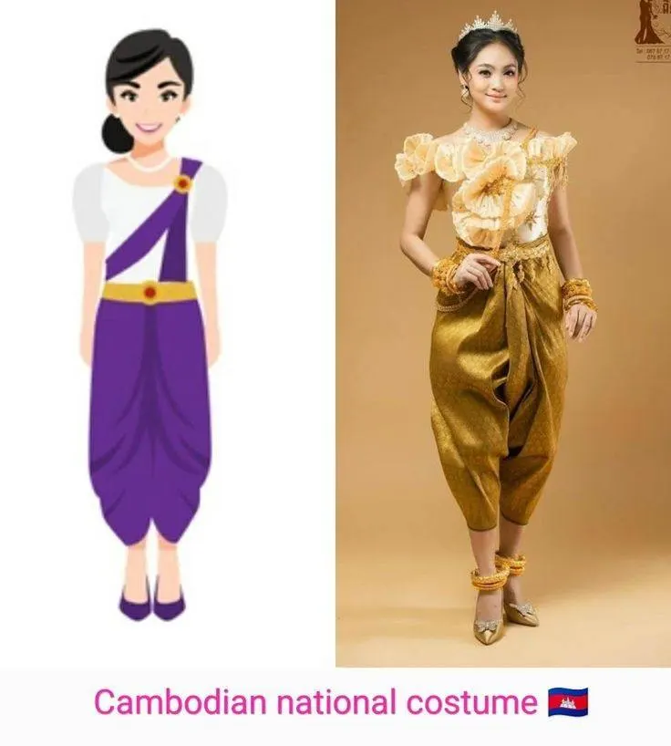 ASEAN national costume.ชุดประจำชาติกัมพูชา ASEAN wedding dress. Asian traditional clothing