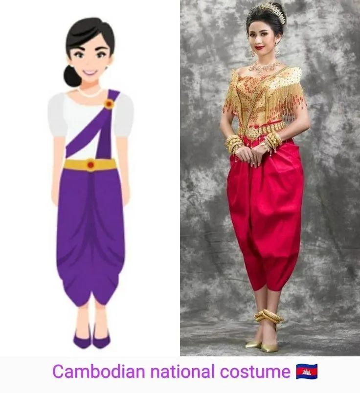 ASEAN national costume.ชุดประจำชาติกัมพูชา ASEAN wedding dress. Asian traditional clothing