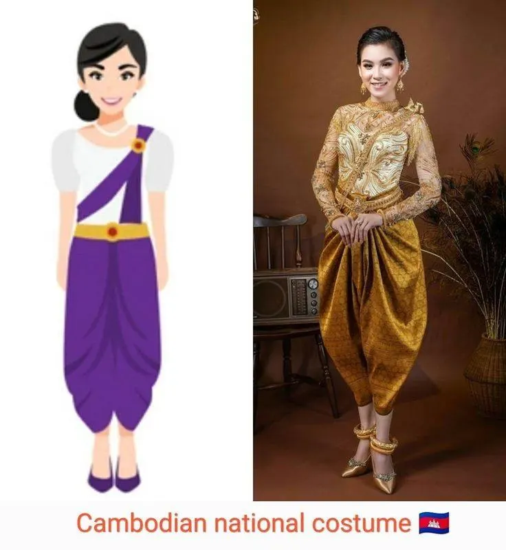 ASEAN national costume.ชุดประจำชาติกัมพูชา ASEAN wedding dress. Asian traditional clothing