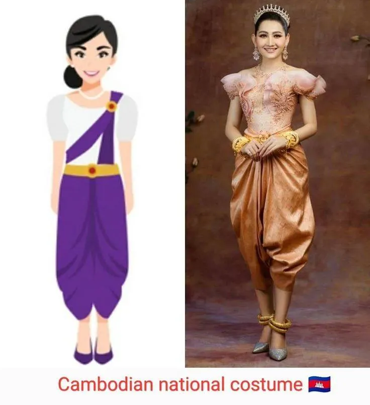 ASEAN national costume.ชุดประจำชาติกัมพูชา ASEAN wedding dress. Asian traditional clothing
