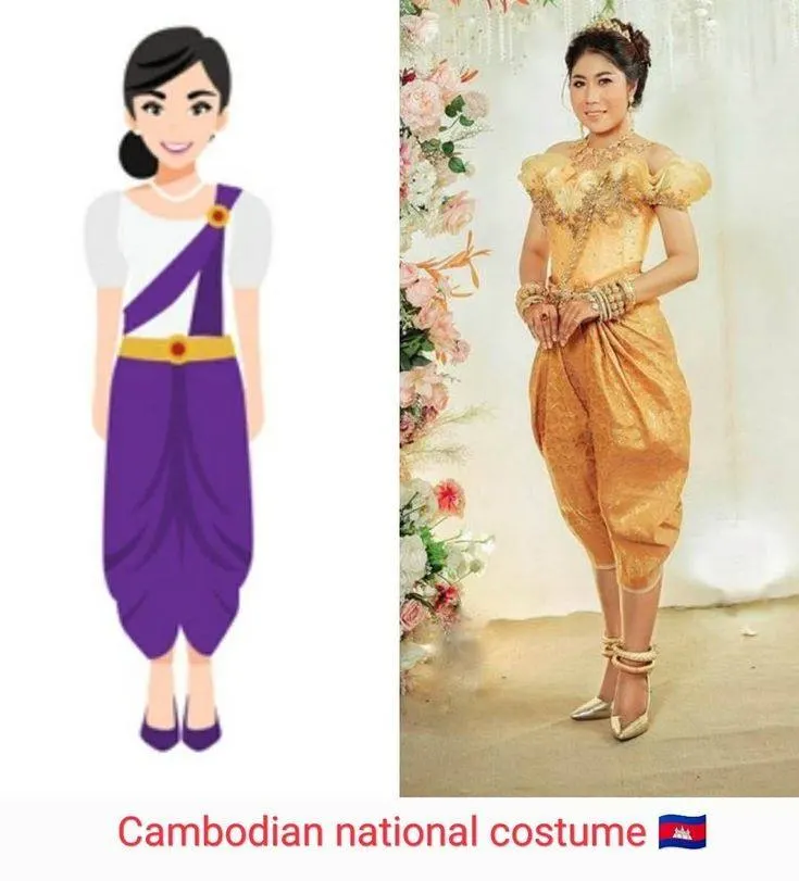 ASEAN national costume.ชุดประจำชาติกัมพูชา ASEAN wedding dress. Asian traditional clothing