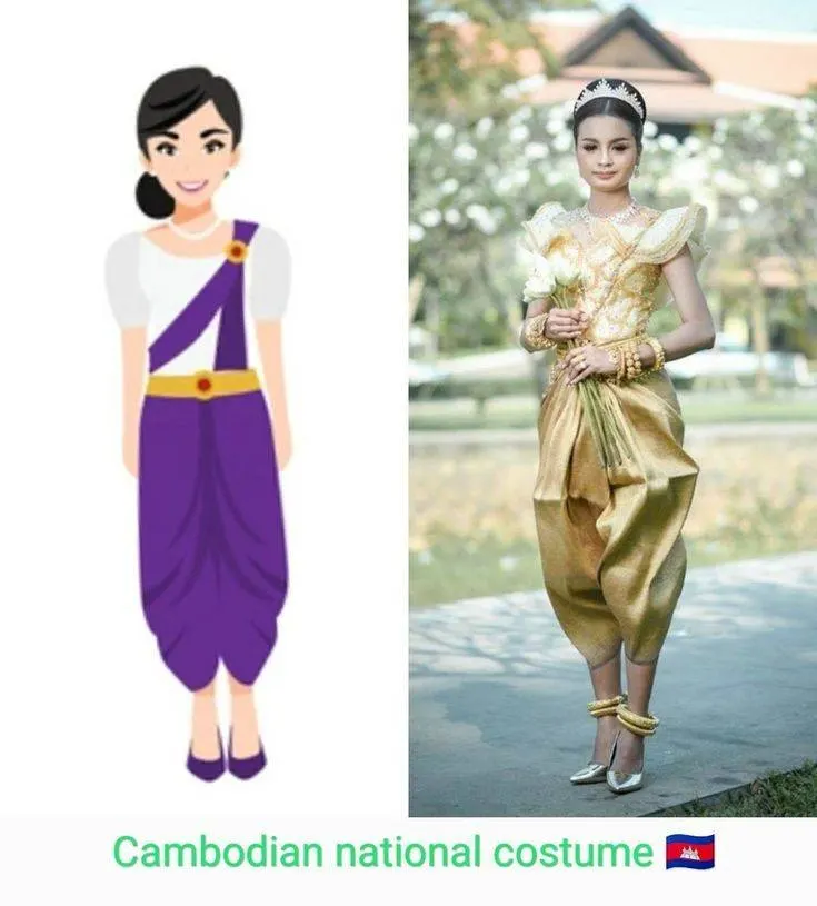 ASEAN national costume.ชุดประจำชาติกัมพูชา ASEAN wedding dress. Asian traditional clothing