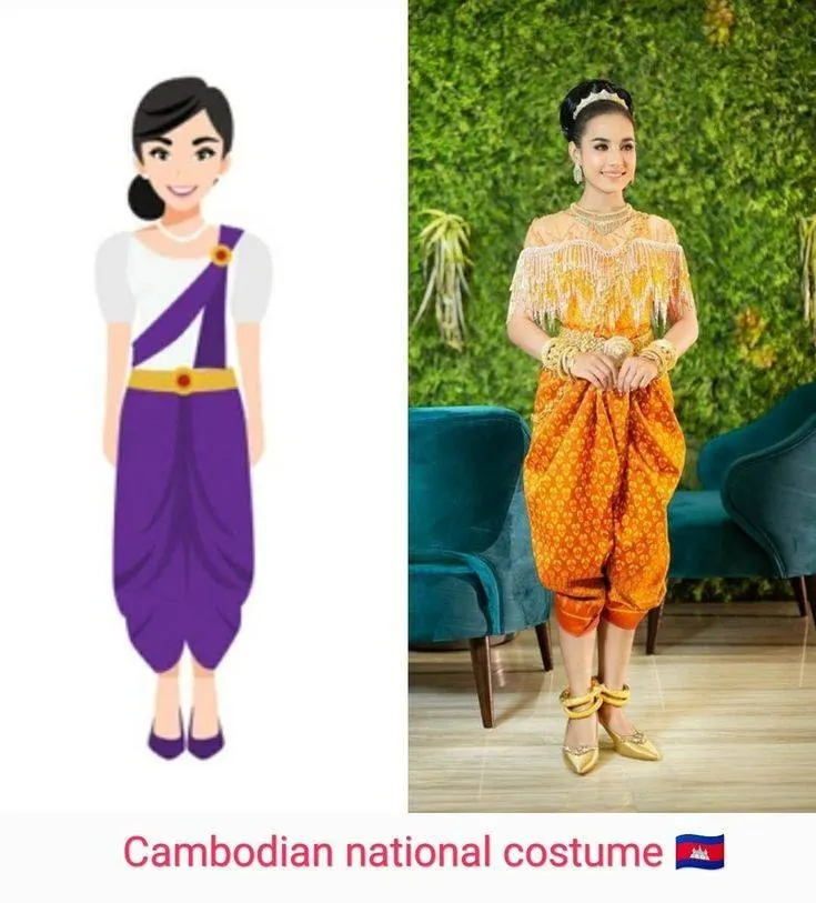 ASEAN national costume.ชุดประจำชาติกัมพูชา ASEAN wedding dress. Asian traditional clothing