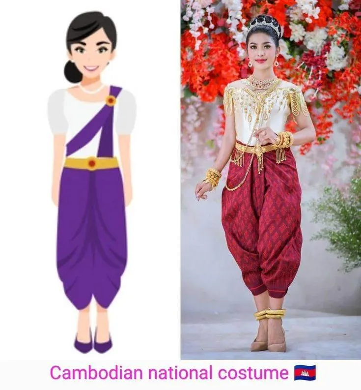 ASEAN national costume.ชุดประจำชาติกัมพูชา ASEAN wedding dress. Asian traditional clothing