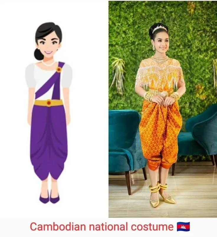 ASEAN national costume.ชุดประจำชาติกัมพูชา ASEAN wedding dress. Asian traditional clothing