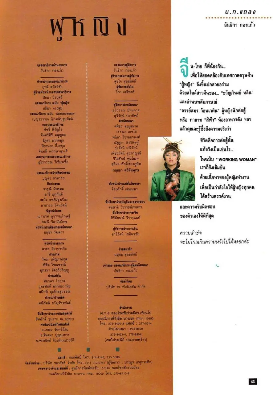(วันวาน) ขวัญภิรมย์ หลิน @ นิตยสาร ผู้หญิง ปีที่ 10 ฉบับที่ 179 มกราคม 2536