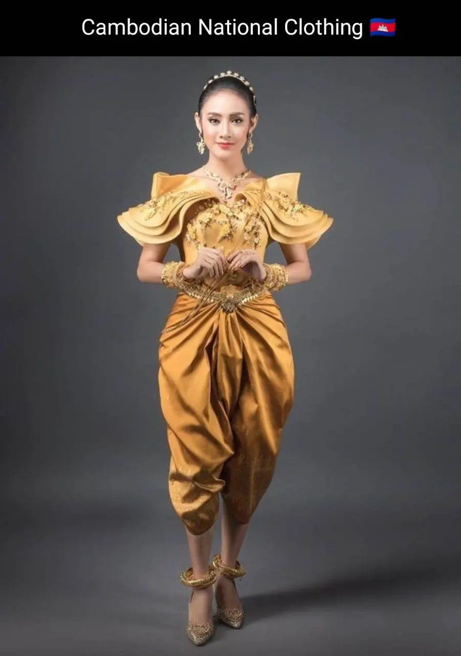 Cambodian National Clothing 🇰🇭ชุดประจําชาติ กัมพูชา:Cambodia wedding dress: ASEAN national costume