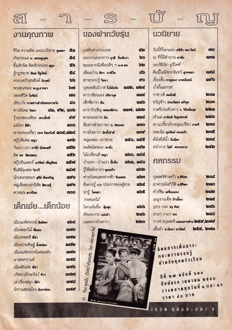(วันวาน) กุลสตรี ปีที่ 27 ฉบับที่ 630 เมษายน 2540