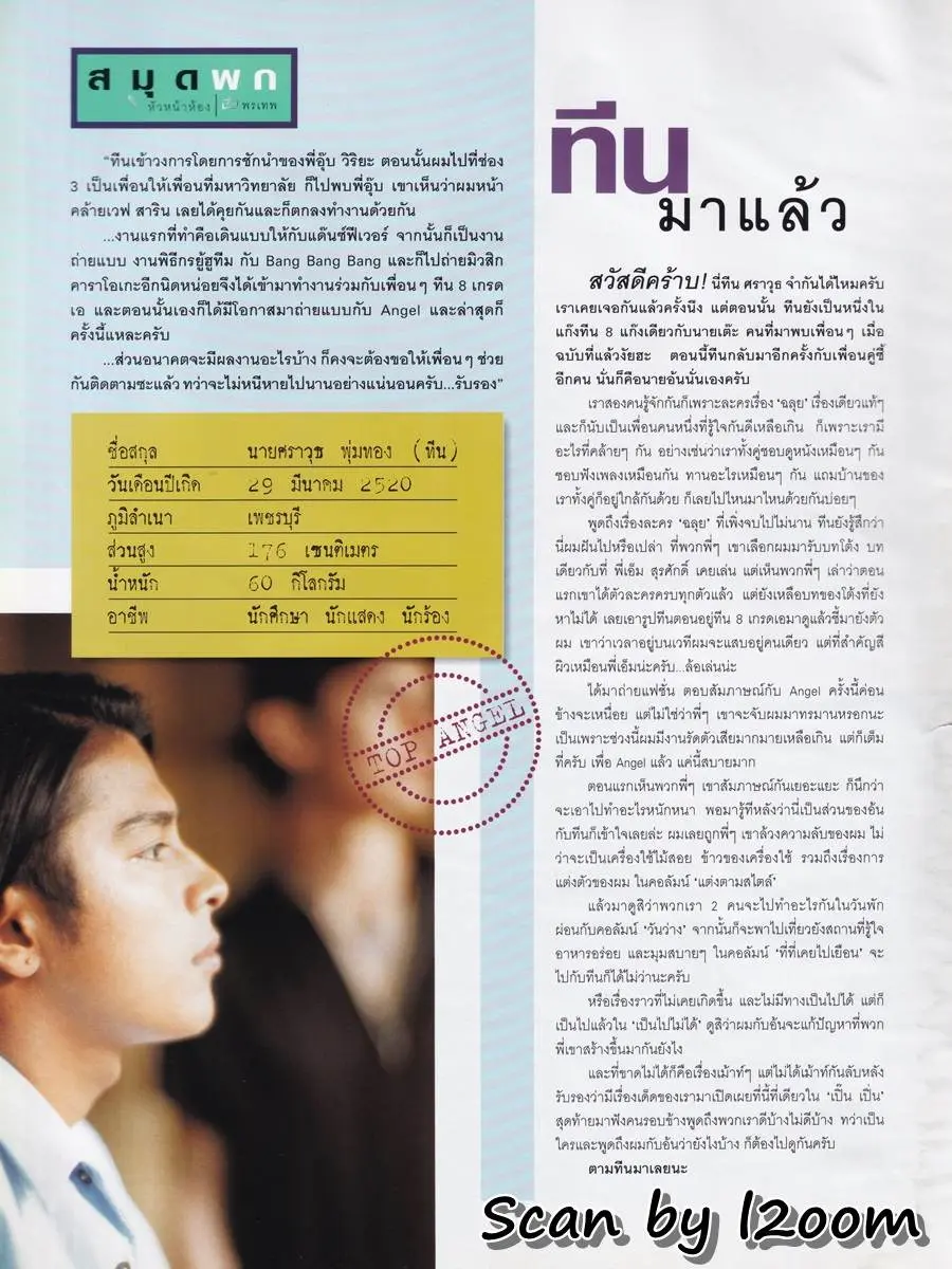 (วันวาน) อ้น สราวุธ & ทีน สราวุฒิ @ ANGEL ปีที่ 5 ฉบับที่ 58 พฤศจิกายน 2541