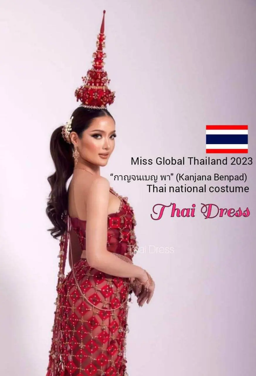 Miss Global Thailand 2023, in a striking Thai costume👍❤️🇹🇭