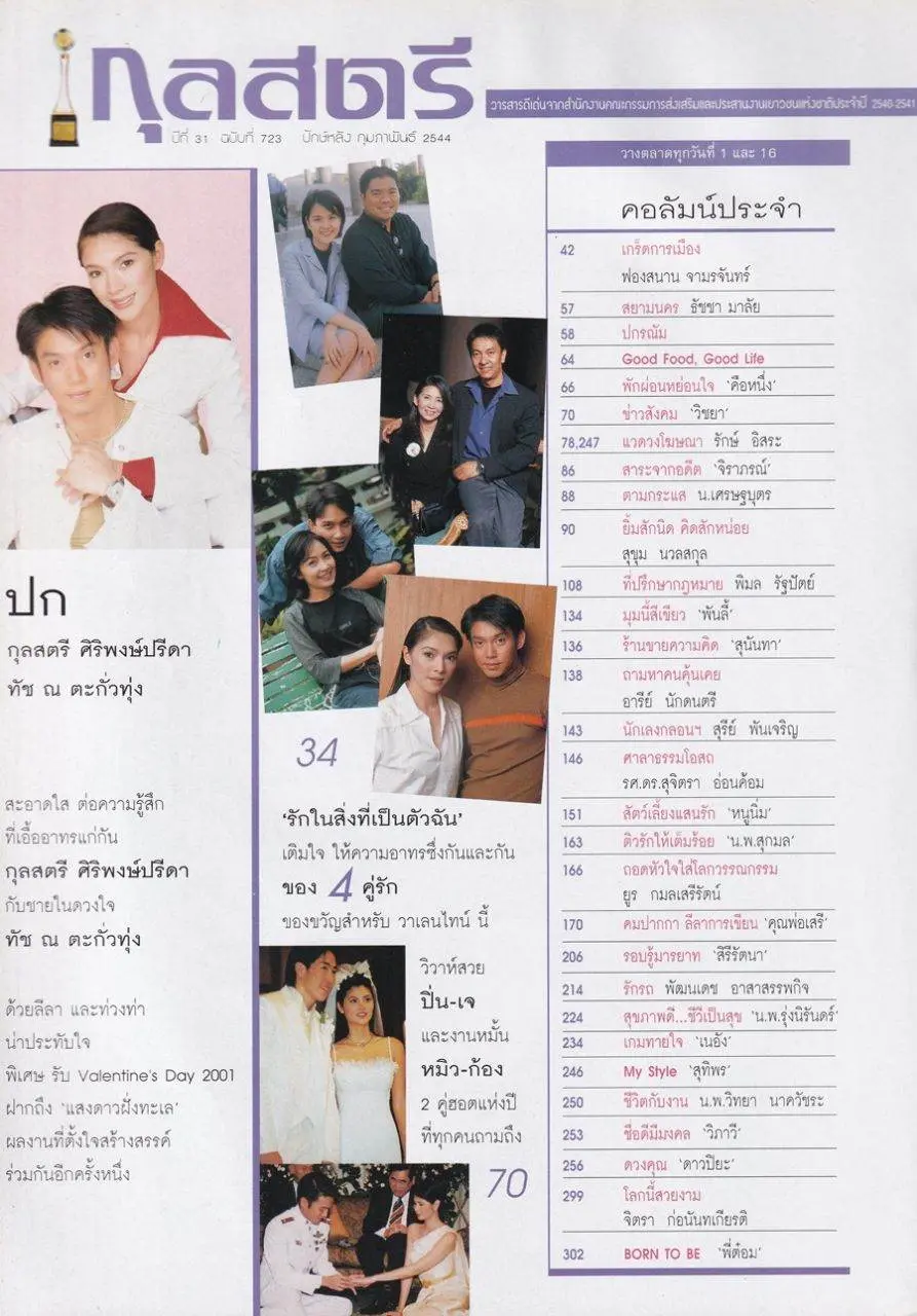 (วันวาน) นิ้ง กุลสตรี & ทัช ณ ตะกั่วทุ่ง @ นิตยสาร กุลสตรี ปีที่ 31 ฉบับที่ 723 ปักษ์หลัง กุมภาพันธ์ 2544